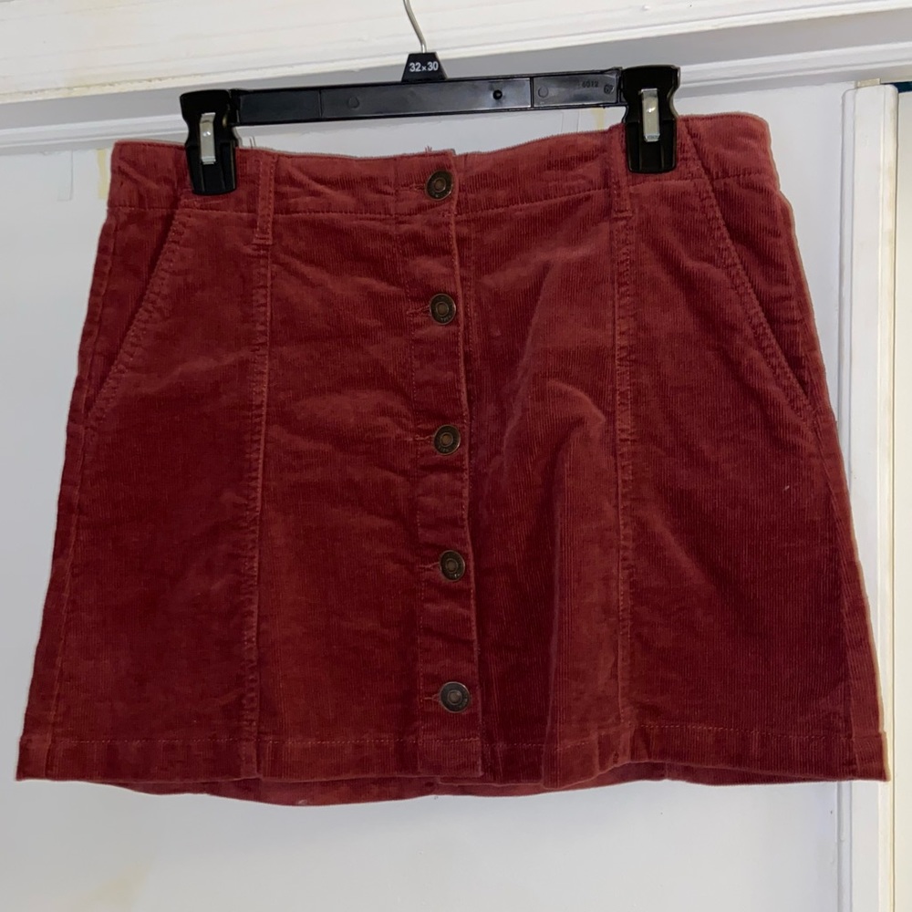 Forever 21 Maroon Corduroy button up skirt